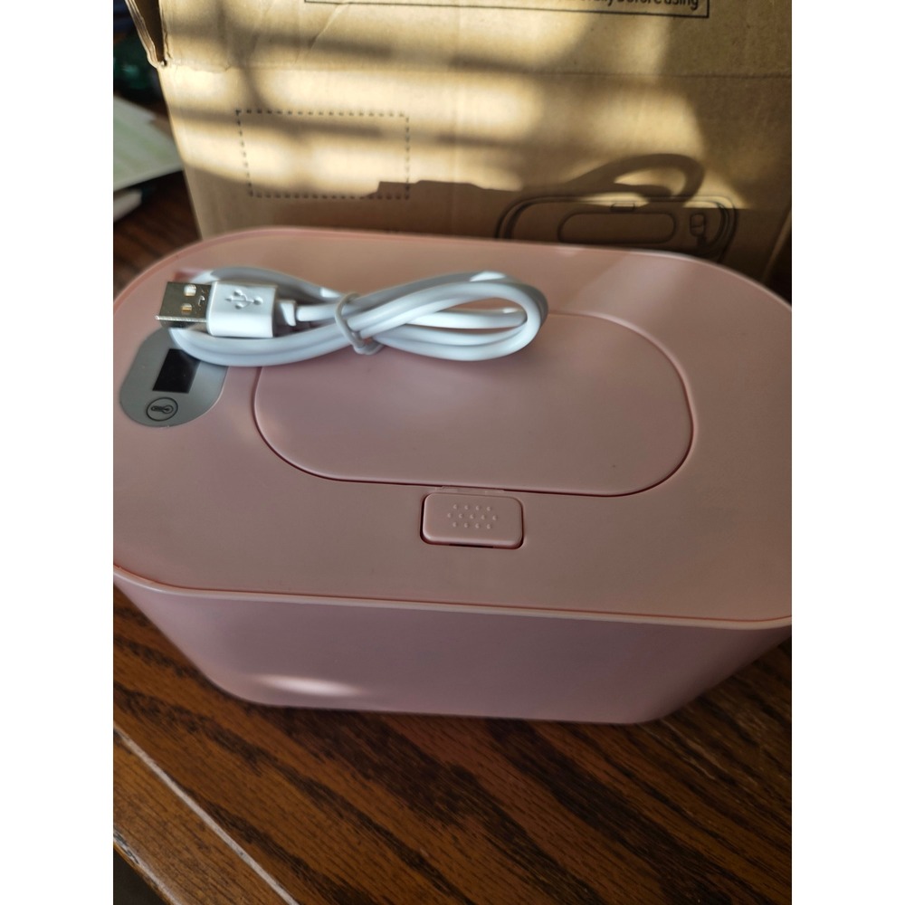 Pink Portable Baby Wipe Warmer USB Powered Digital Temperature Display Nursery
